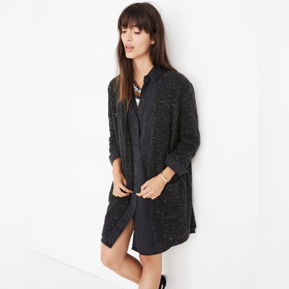 Madewell Donegal Kent Cardigan Sweater in Coziest Yarn wool slouchy speckled M - Picture 14 of 14